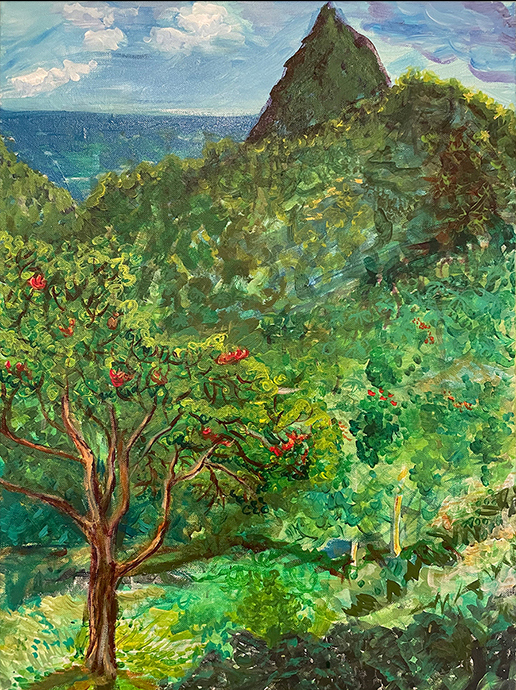 St Lucia 2022 center panel of triptych acrylic on canvas